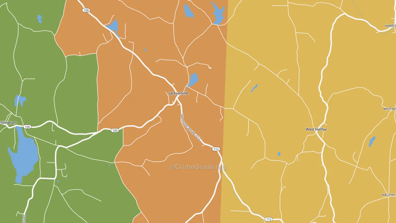 Jacksonville, VT Map of Drug-Related Crime Rates