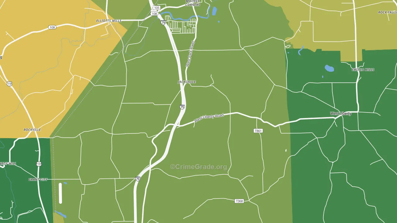 Jacksville, PA Map of Drug-Related Crime Rates