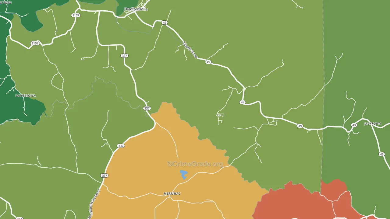 Jacktown, KY Map of Drug-Related Crime Rates