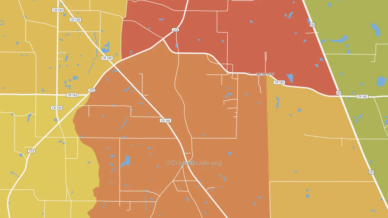 Jacob City, FL Map of Drug-Related Crime Rates