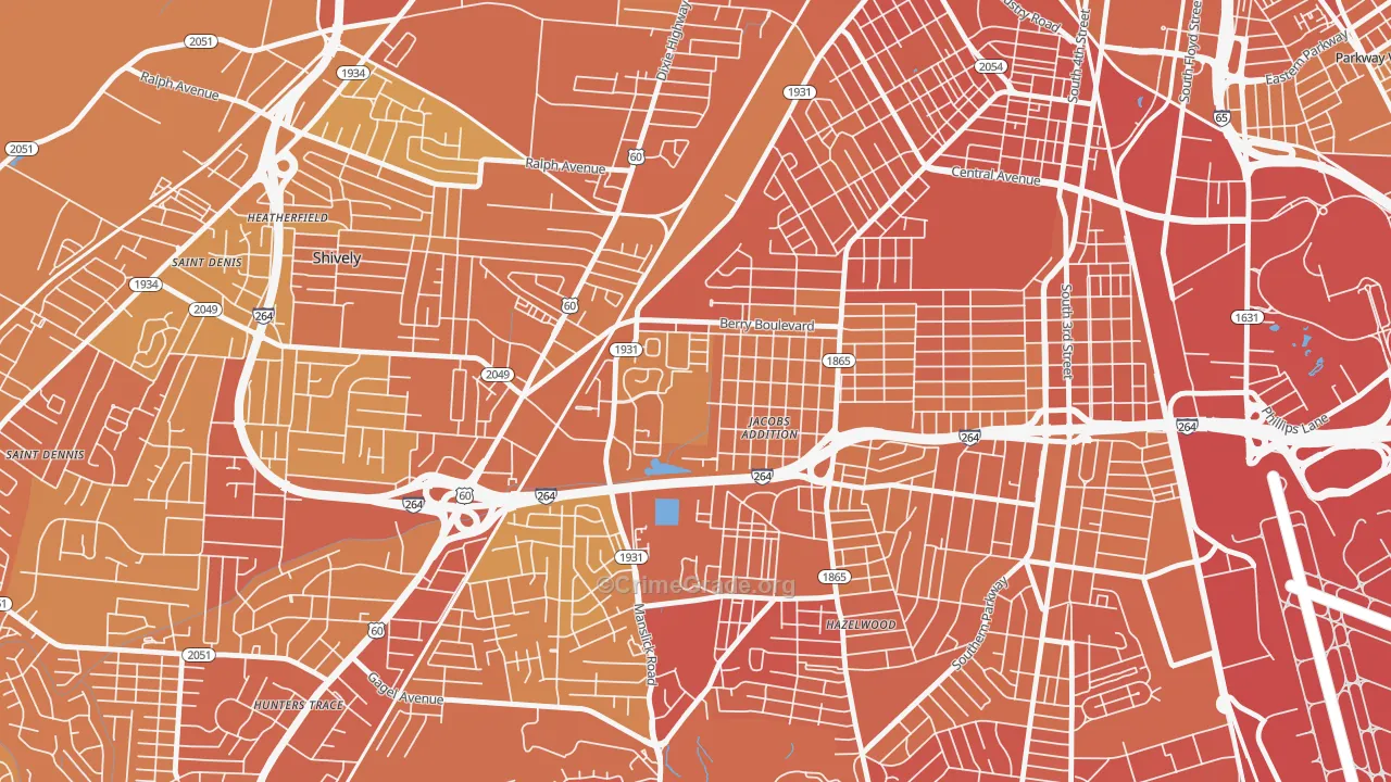 Jacobs, Louisville, KY Map of Drug-Related Crime Rates