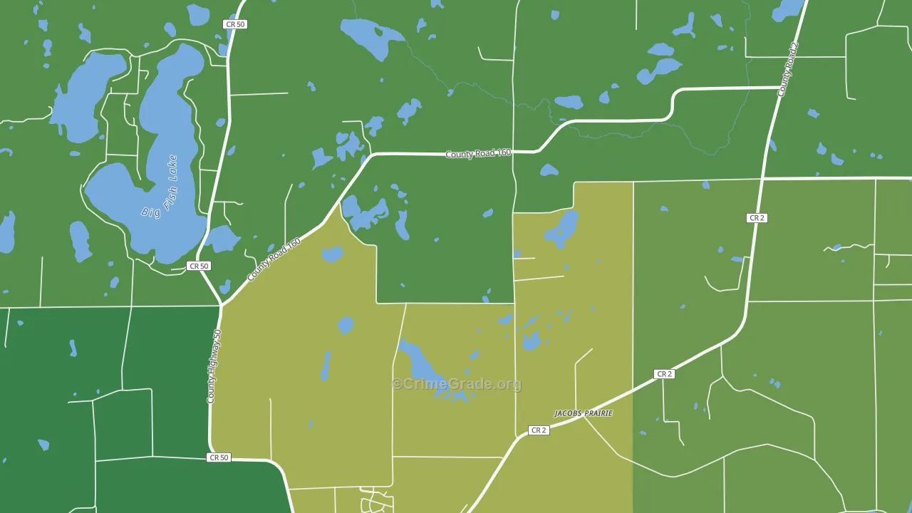 Jacobs Prairie, MN Map of Drug-Related Crime Rates