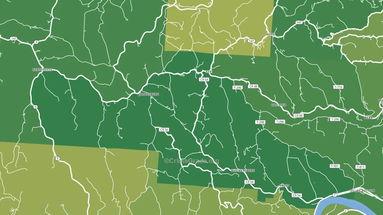 Jacobsburg, OH Map of Drug-Related Crime Rates
