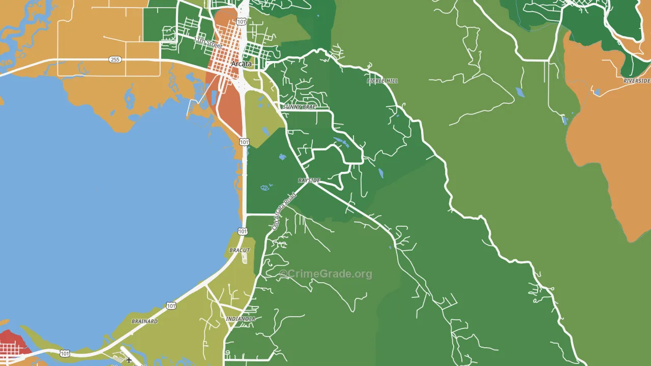 Jacoby Creek, Arcata, CA Map of Drug-Related Crime Rates