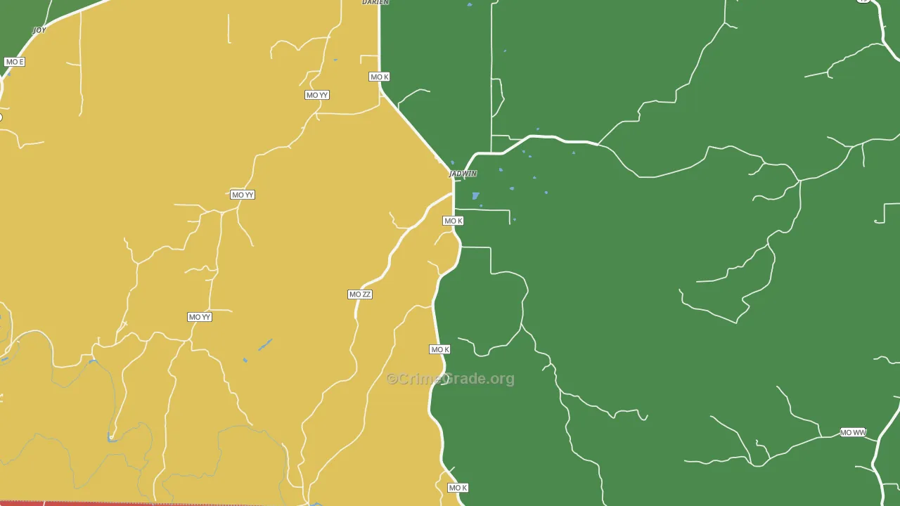 Jadwin, MO Map of Drug-Related Crime Rates