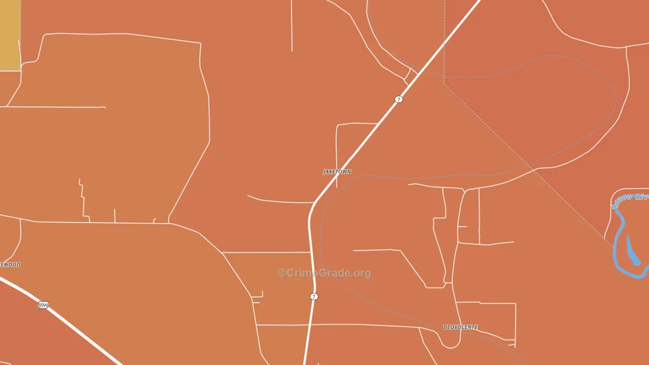 Jaketown, MS Map of Drug-Related Crime Rates