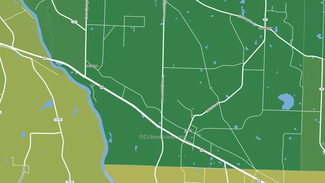 Jakin, GA Map of Drug-Related Crime Rates