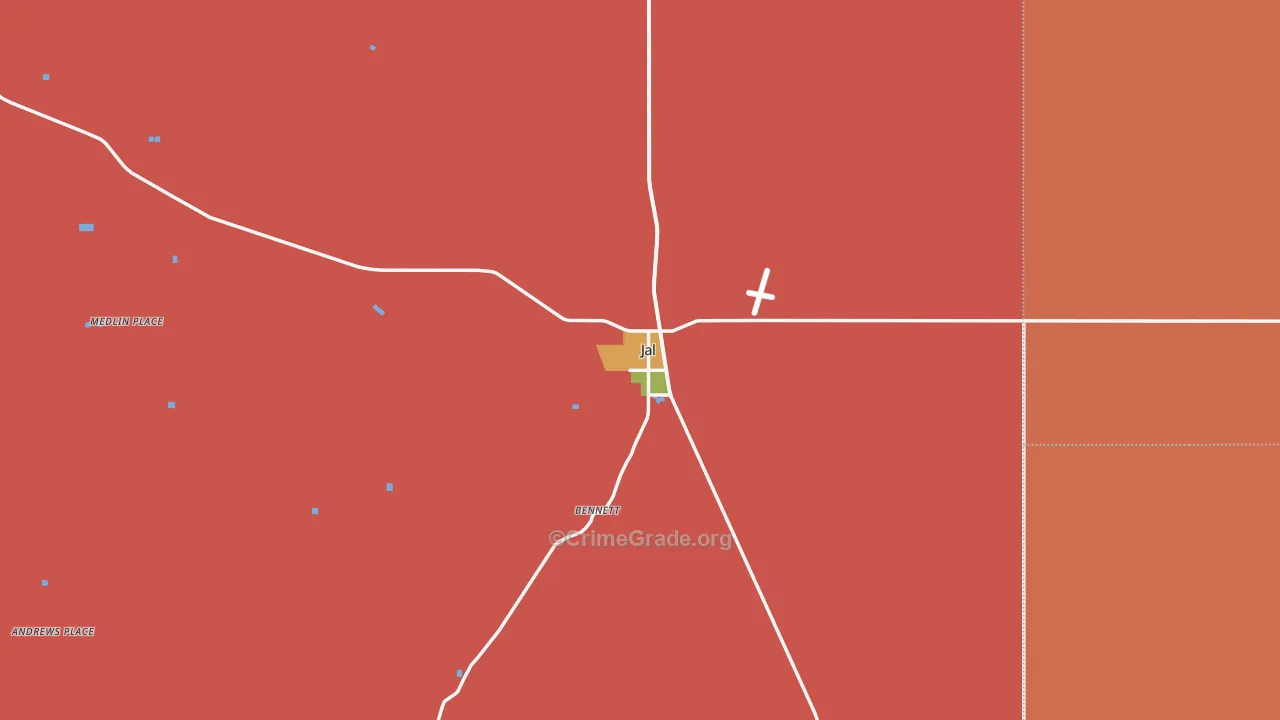 Jal, NM Map of Drug-Related Crime Rates