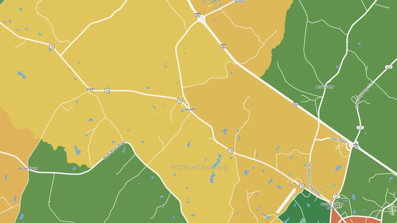 Jalapa, SC Map of Drug-Related Crime Rates