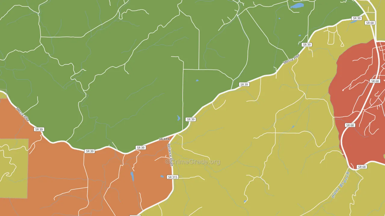 Jalapa, TN Map of Drug-Related Crime Rates