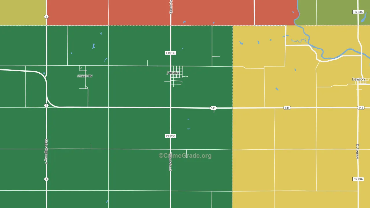 Jamaica, IA Map of Drug-Related Crime Rates