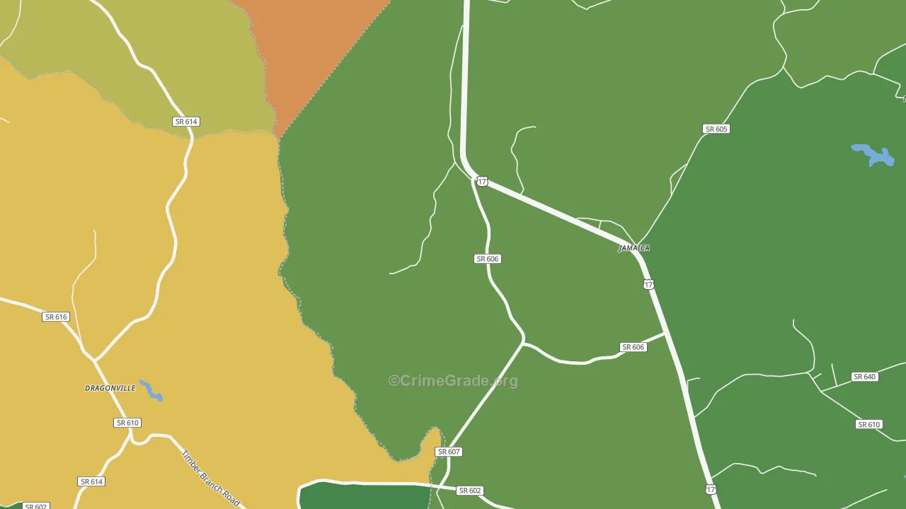 Jamaica, VA Map of Drug-Related Crime Rates