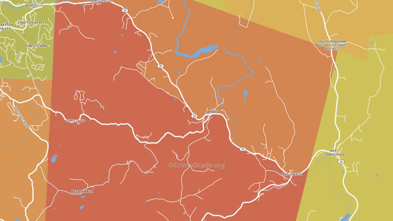 Jamaica, VT Map of Drug-Related Crime Rates