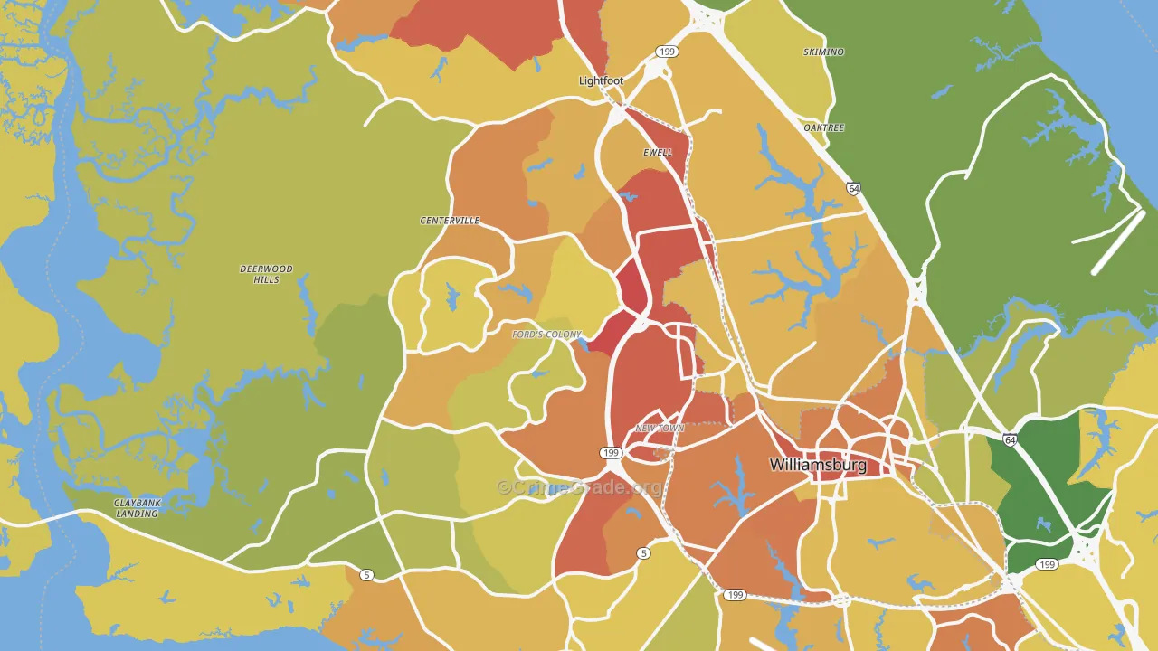 James City County, VA Map of Drug-Related Crime Rates