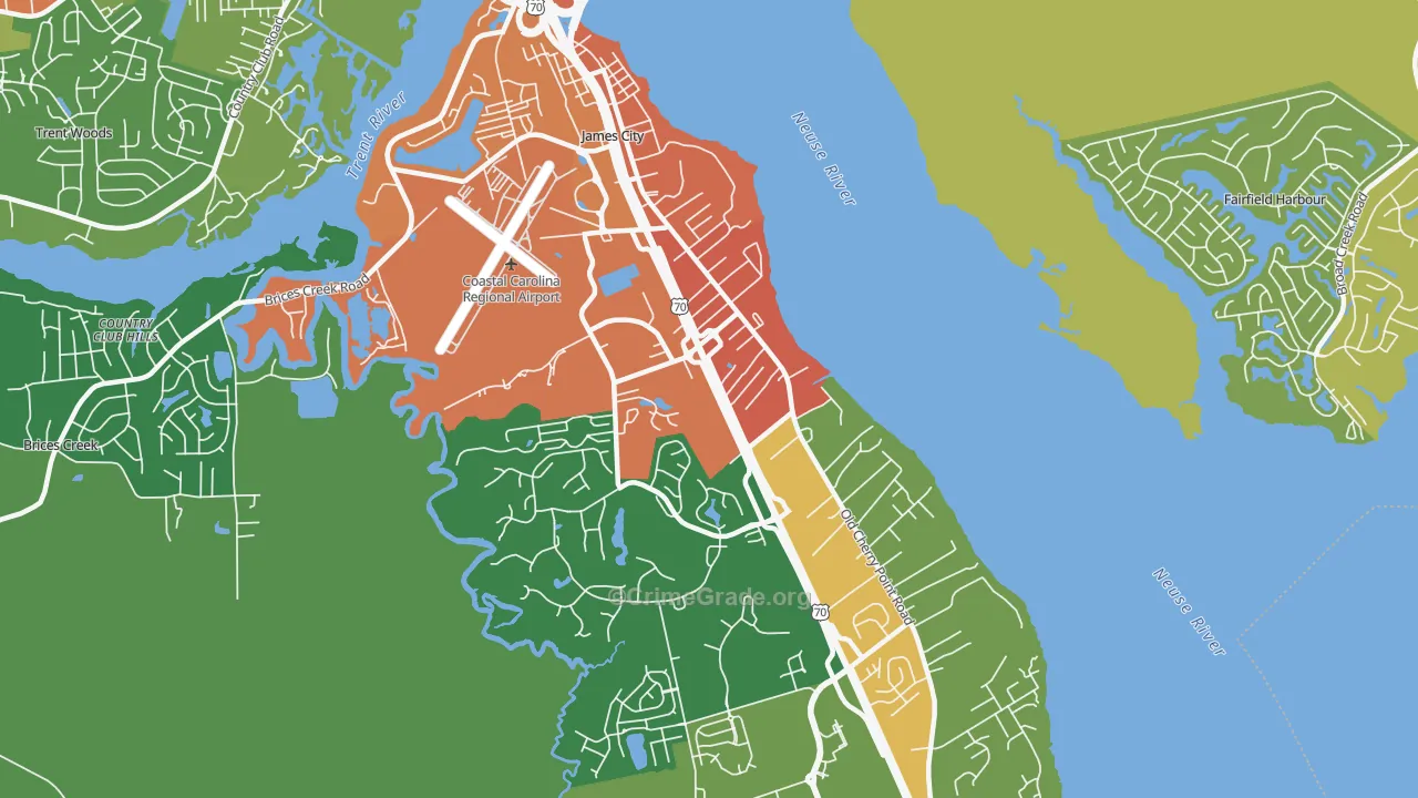 James City, NC Map of Drug-Related Crime Rates