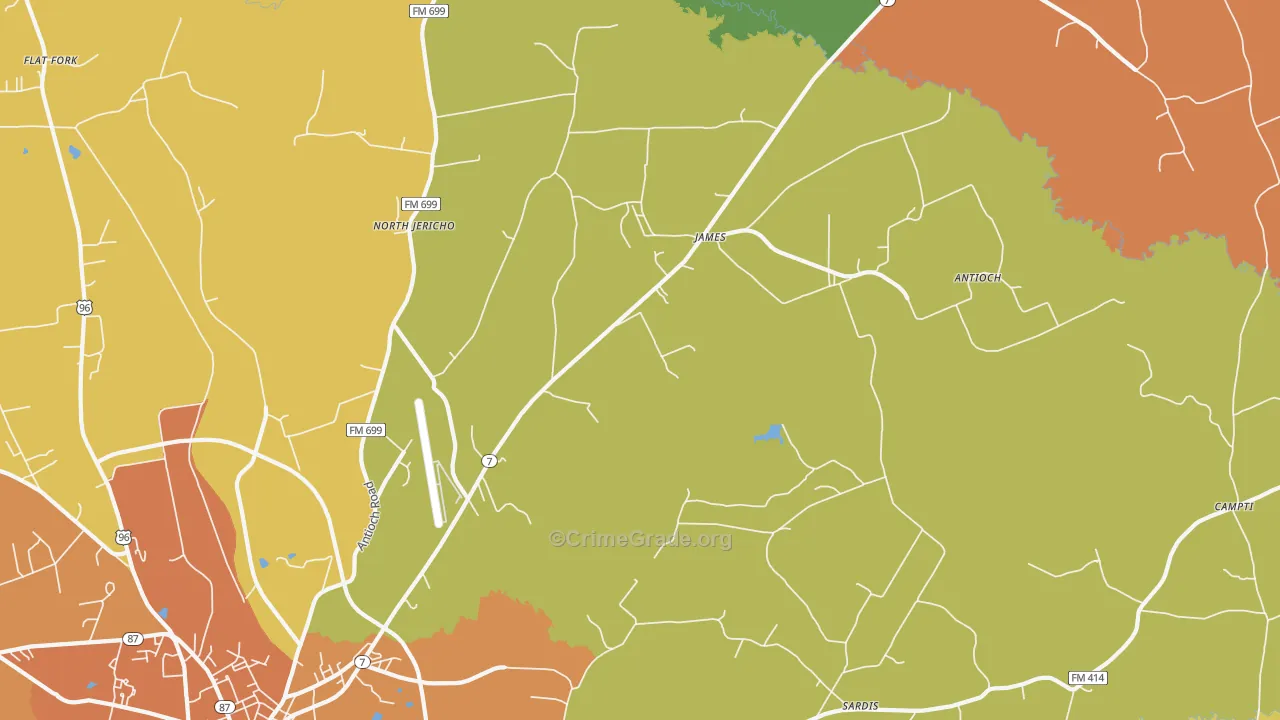 James, TX Map of Drug-Related Crime Rates