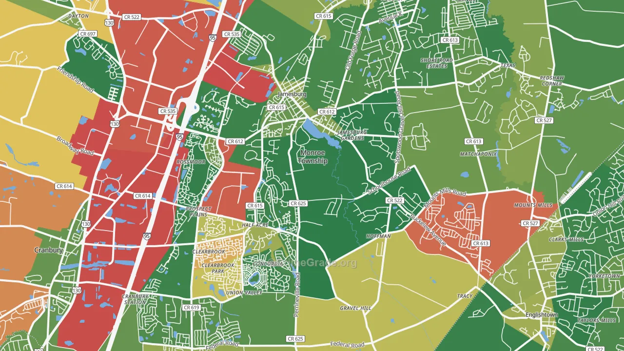 Jamesburg, NJ Map of Drug-Related Crime Rates
