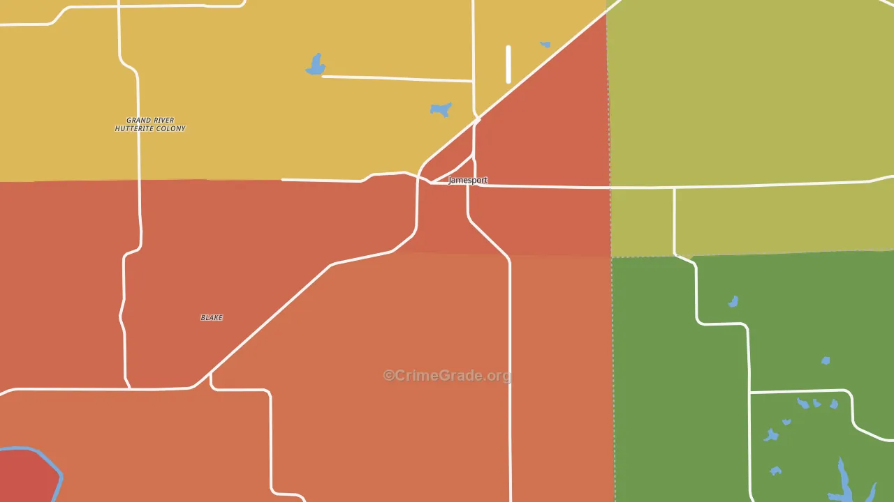 Jamesport, MO Map of Drug-Related Crime Rates