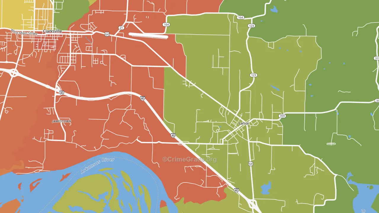 Jamestown, AR Map of Drug-Related Crime Rates