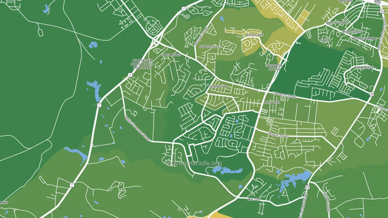 Jamestown, Hephzibah, GA Map of Drug-Related Crime Rates