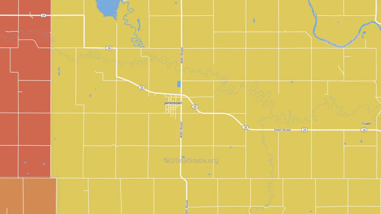 Jamestown, KS Map of Drug-Related Crime Rates
