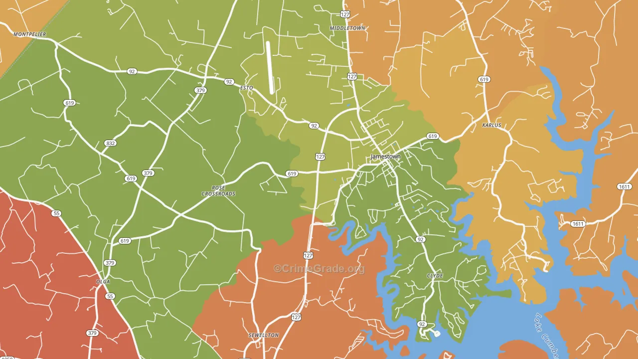 Jamestown, KY Map of Drug-Related Crime Rates