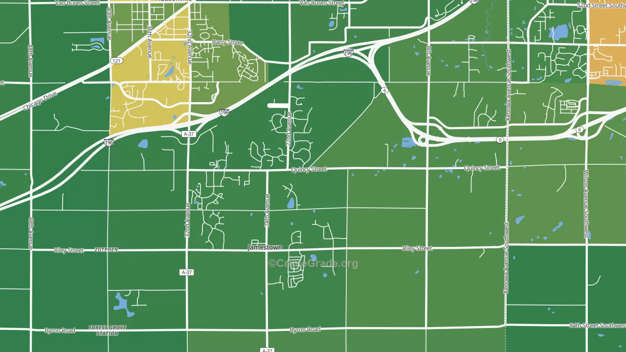 Jamestown, MI Map of Drug-Related Crime Rates
