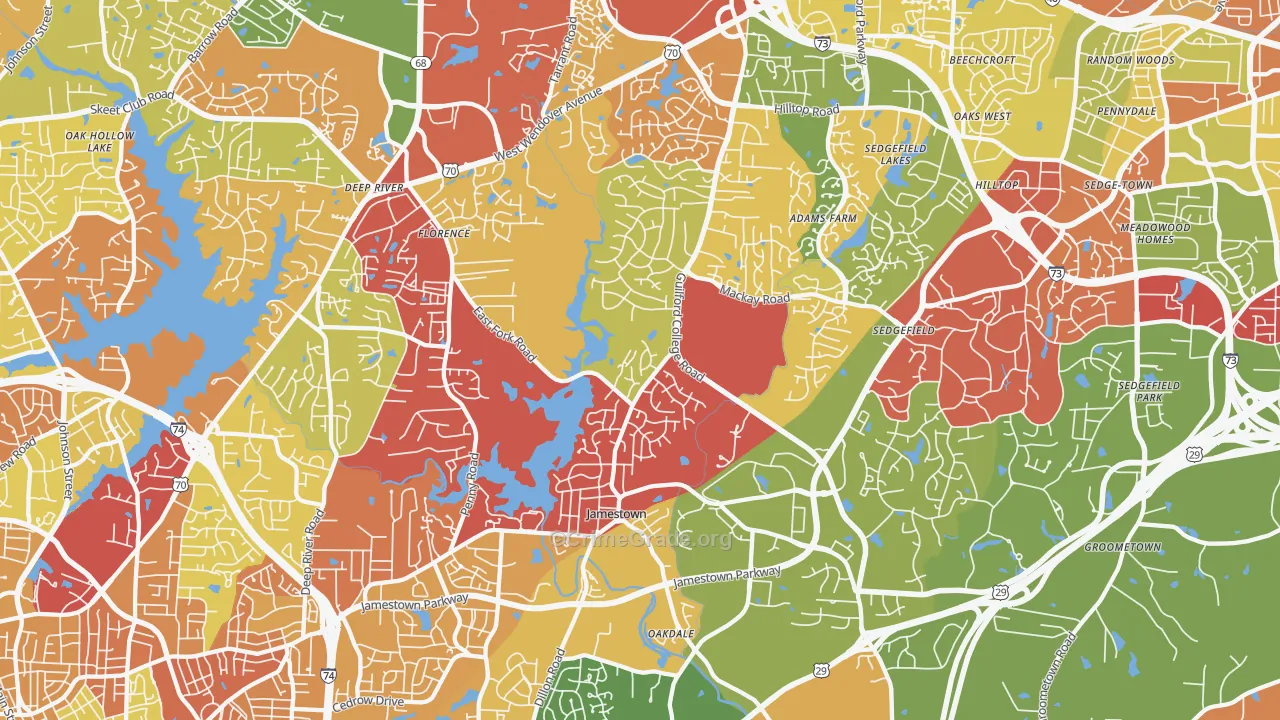 Jamestown, NC Map of Drug-Related Crime Rates