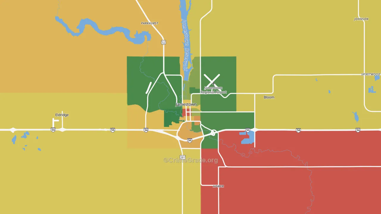 Jamestown, ND Map of Drug-Related Crime Rates