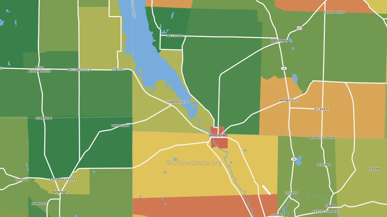 Jamestown, PA Map of Drug-Related Crime Rates