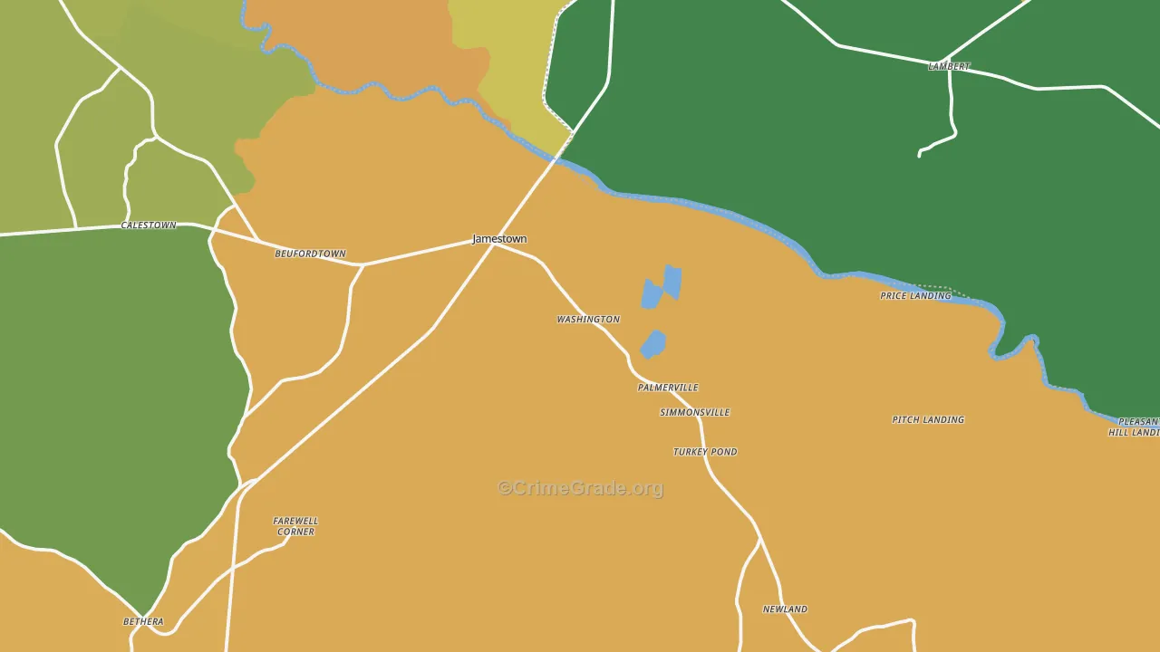 Jamestown, SC Map of Drug-Related Crime Rates
