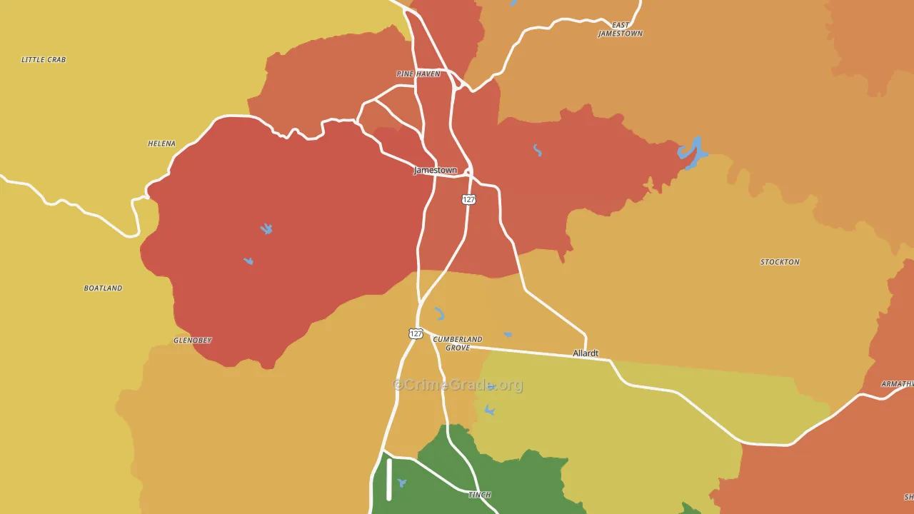 Jamestown, TN Map of Drug-Related Crime Rates