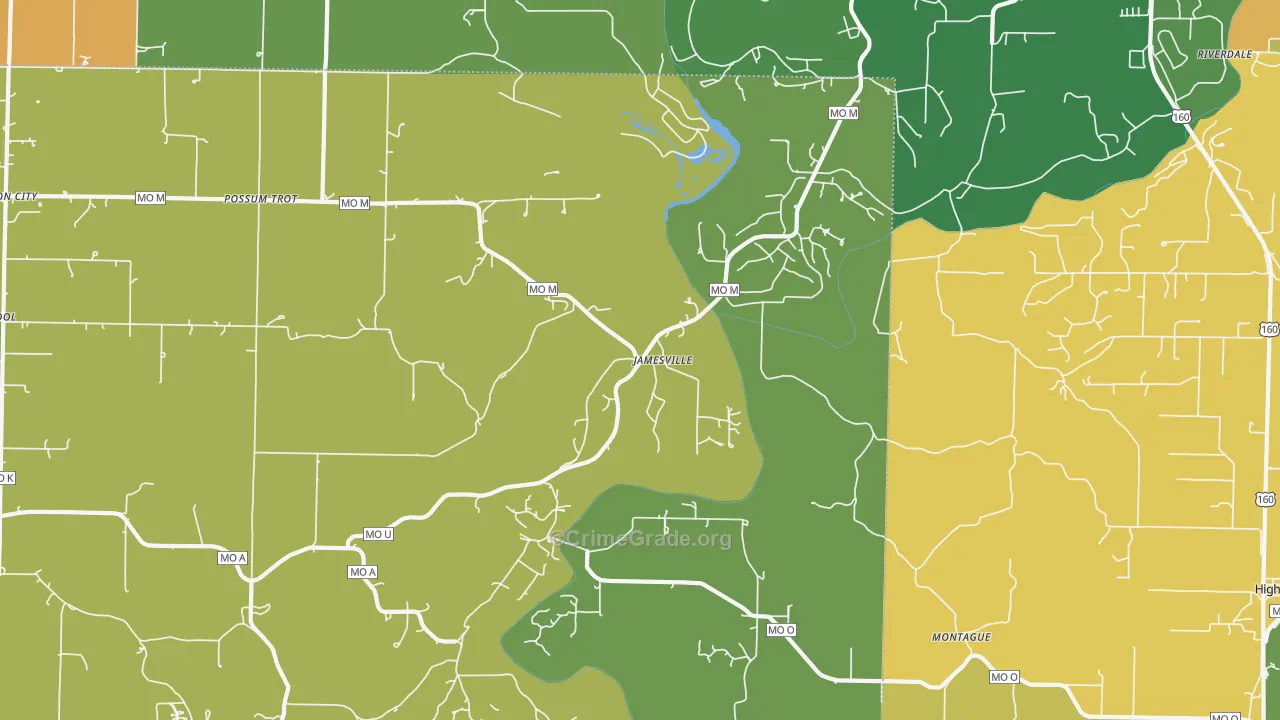 Jamesville, MO Map of Drug-Related Crime Rates