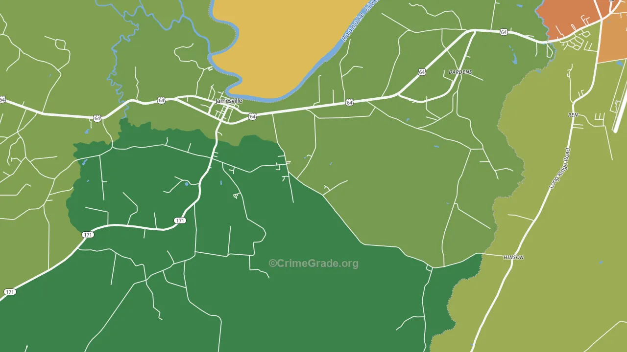 Jamesville, NC Map of Drug-Related Crime Rates