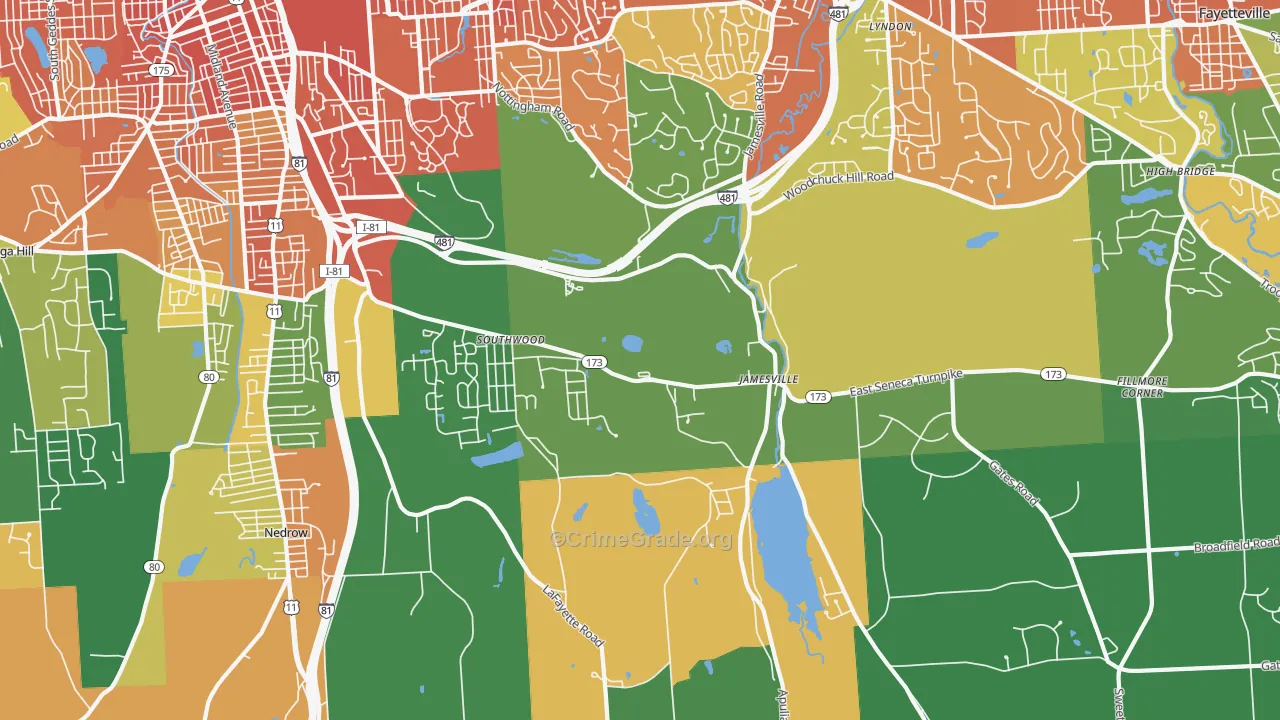 Jamesville, NY Map of Drug-Related Crime Rates