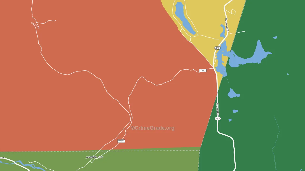 Jamison City, PA Map of Drug-Related Crime Rates
