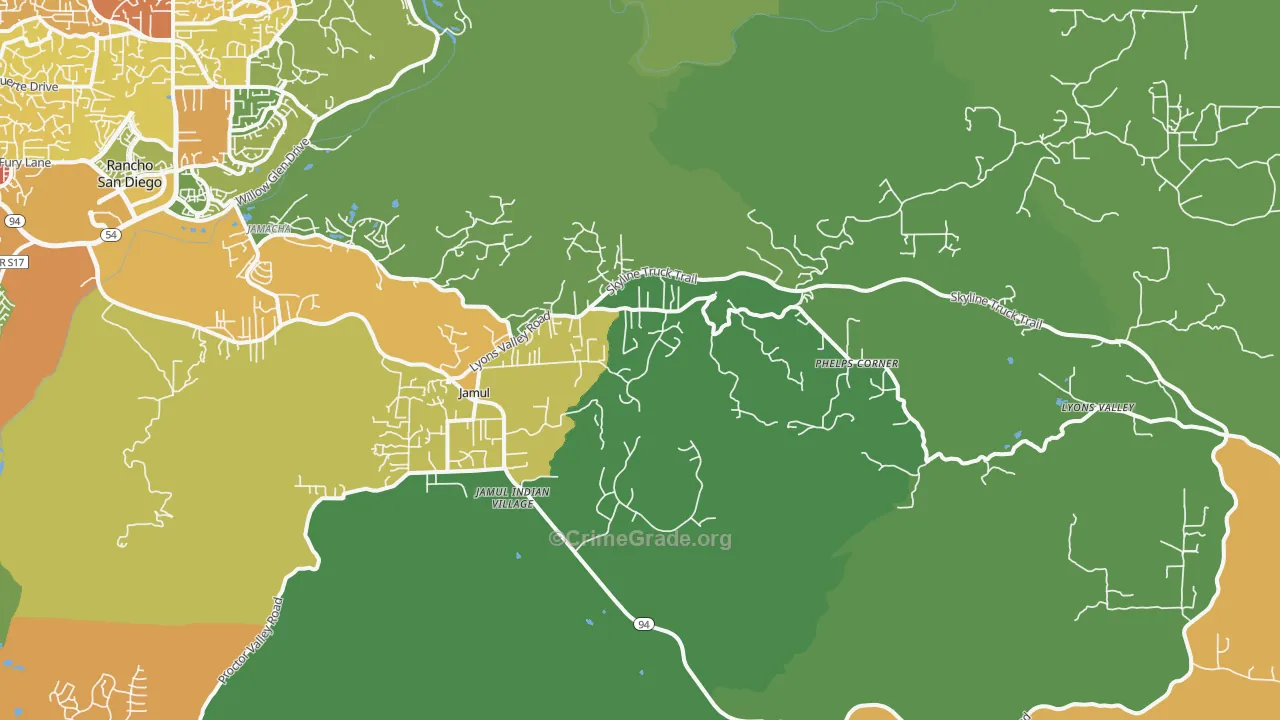 Jamul, CA Map of Drug-Related Crime Rates
