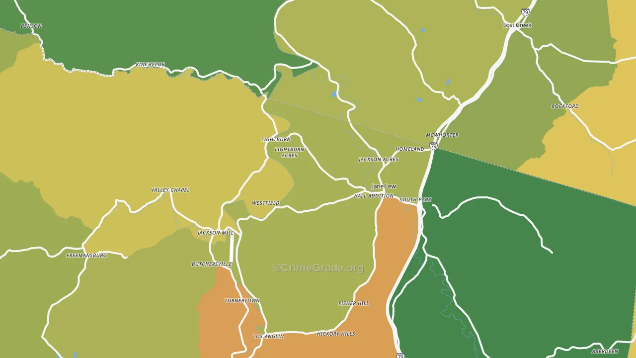 Jane Lew, WV Map of Drug-Related Crime Rates