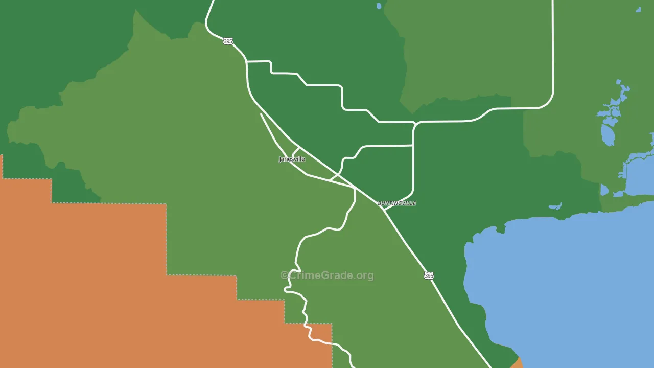 Janesville, CA Map of Drug-Related Crime Rates