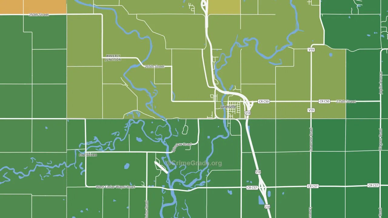 Janesville, IA Map of Drug-Related Crime Rates