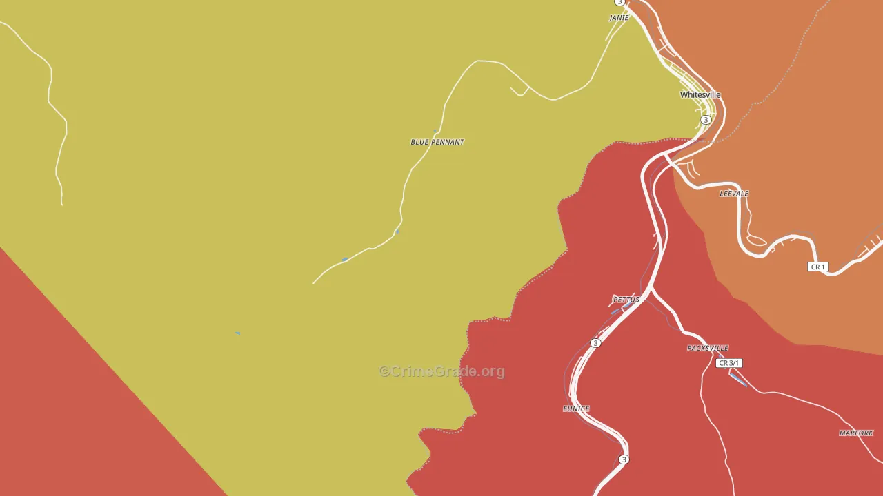 Janie, WV Map of Drug-Related Crime Rates