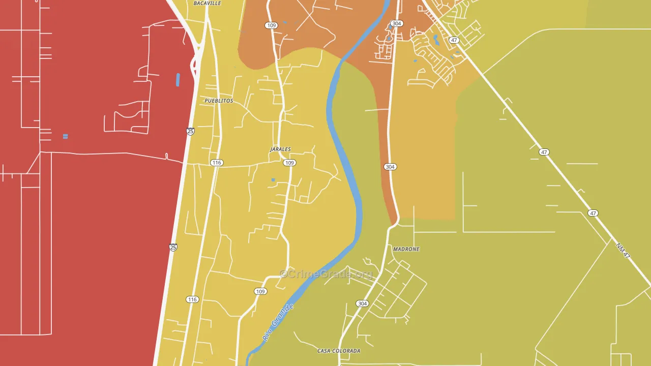 Jarales, NM Map of Drug-Related Crime Rates