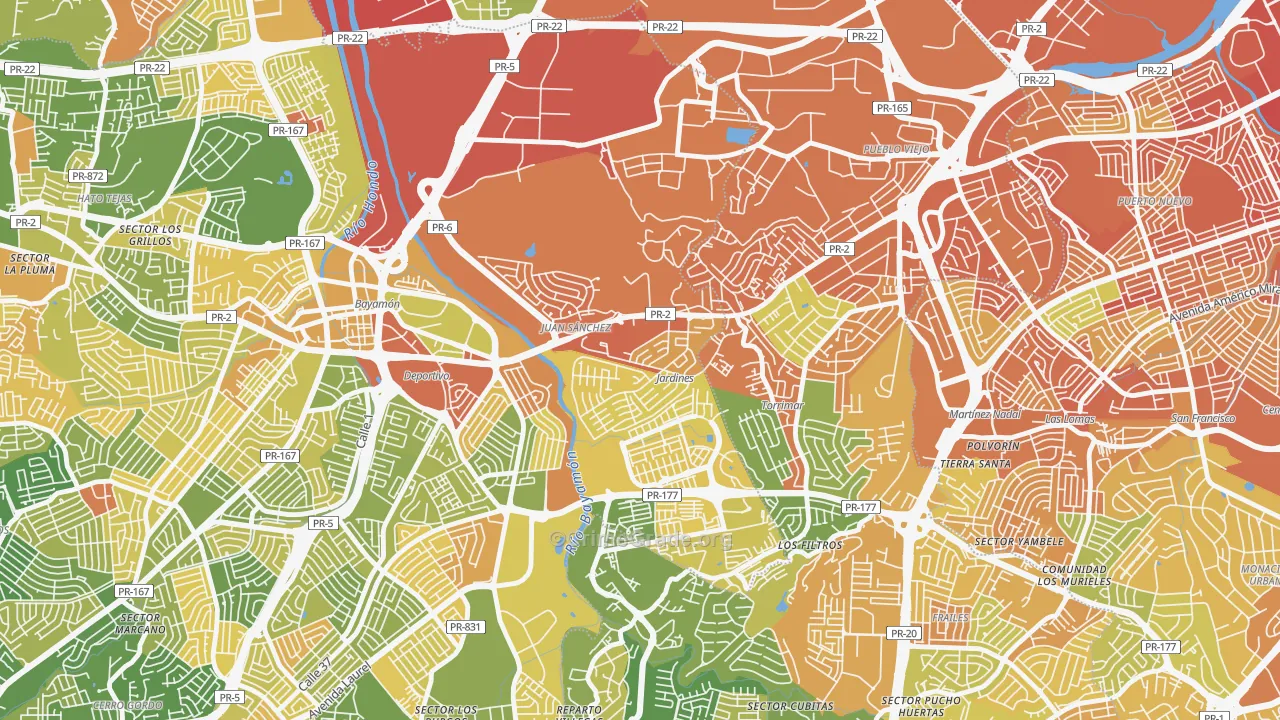 Jardines de Caparra, Bayamon, PR Map of Drug-Related Crime Rates