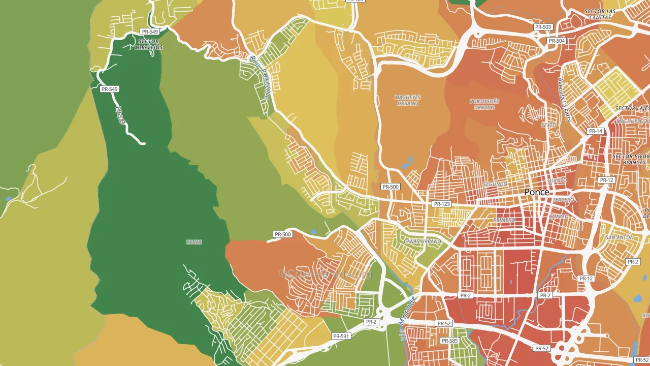 Jardines del Caribe, Ponce, PR Map of Drug-Related Crime Rates