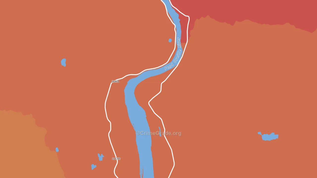 Jared, WA Map of Drug-Related Crime Rates