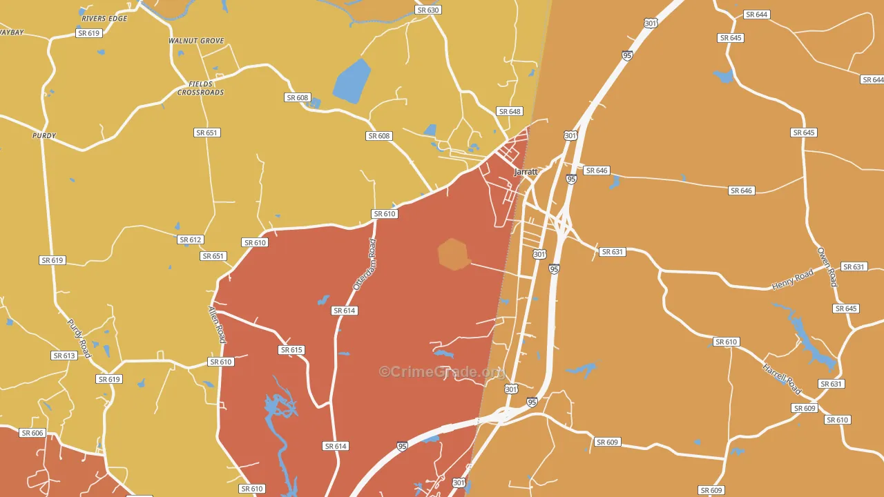 Jarratt, VA Map of Drug-Related Crime Rates