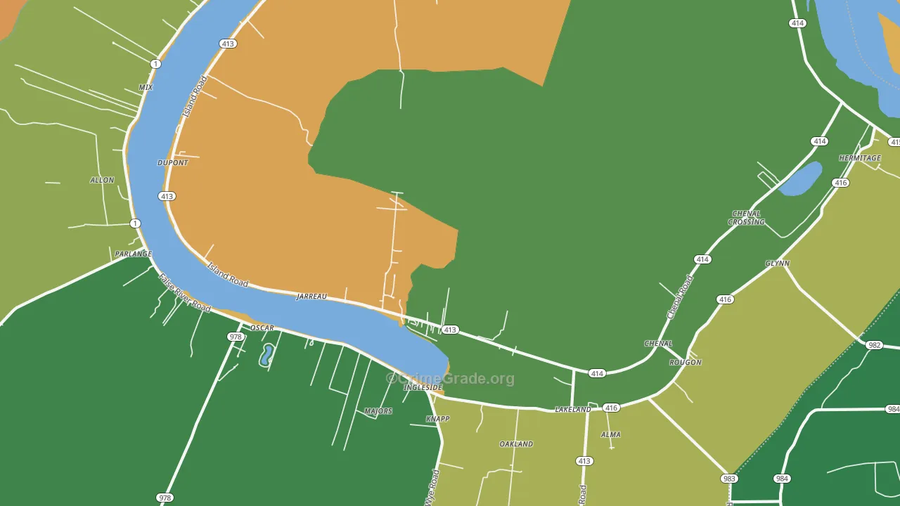 Jarreau, LA Map of Drug-Related Crime Rates