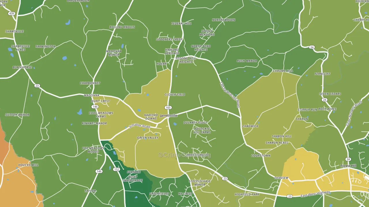 Jarrettsville, MD Map of Drug-Related Crime Rates