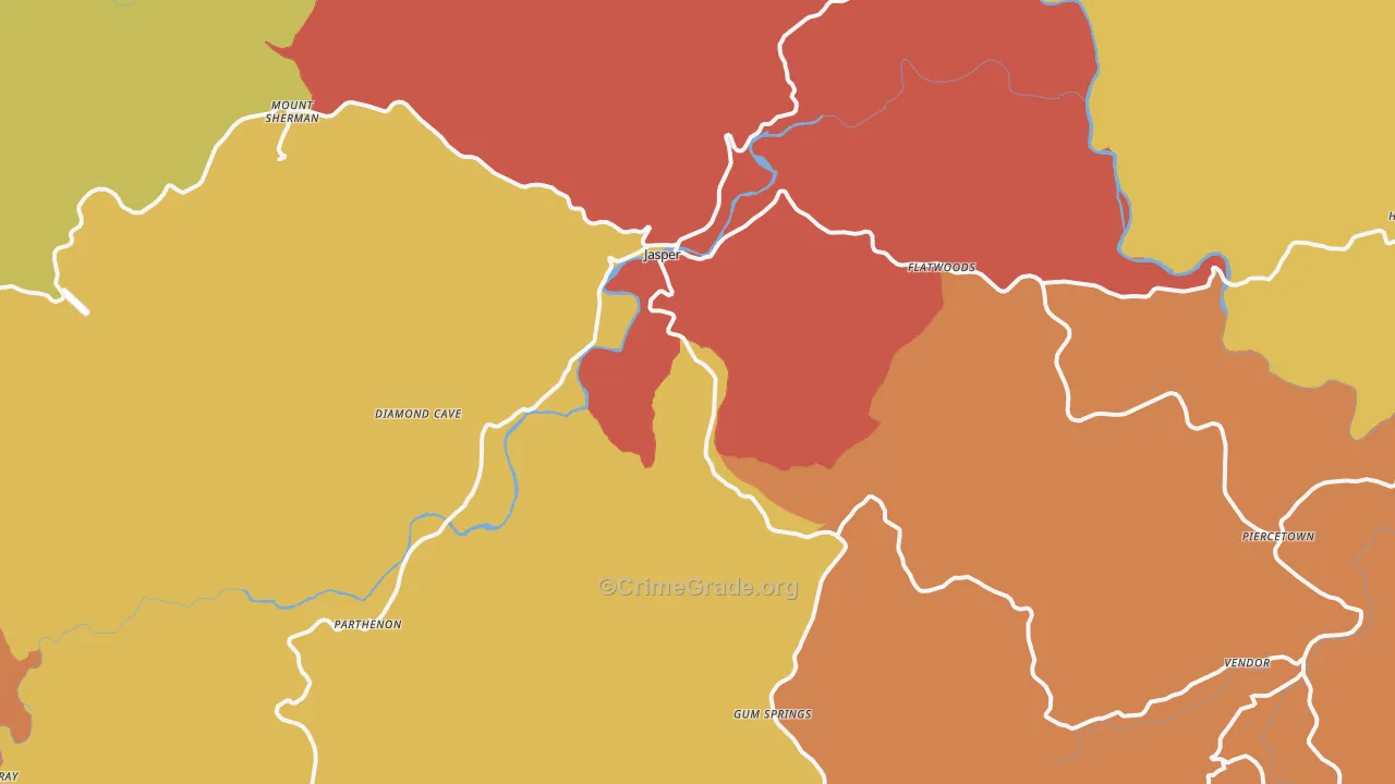 Jasper, AR Map of Drug-Related Crime Rates