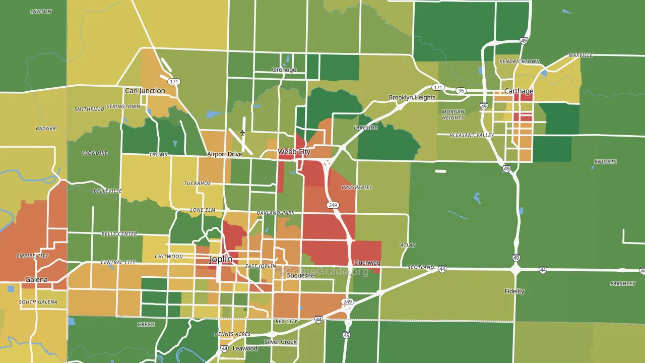Jasper County, MO Map of Drug-Related Crime Rates